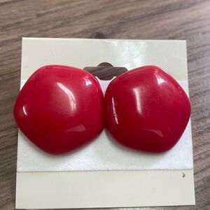 Vintage red button earrings